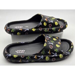 Ground Up Looney Tunes Flip Flops Mens 13 Black Cartoon Character Slide Sandals